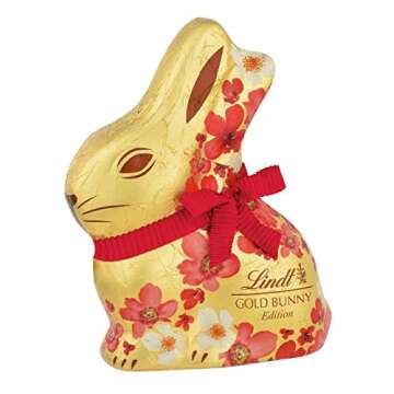 Lindt Limited Spring Edition Floral Milk Chocolate Easter Gold Bunny - 3.5 Oz