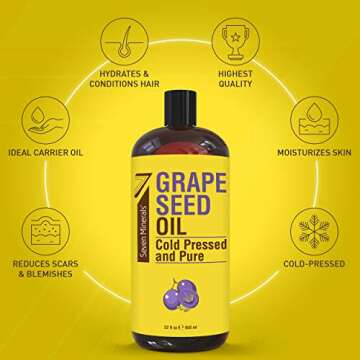 Seven Minerals Grapeseed Oil - Versatile 32 fl oz for Skin & Culinary Uses