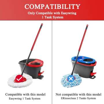 kayuart 4 Pack Mop Heads Replacement for O-Ceda Easy Wrin Spin Mop. Microfiber Spin Mop Refills, Easy Cleaning Mop Head Replacement Includes 1 Rotating Mop Base