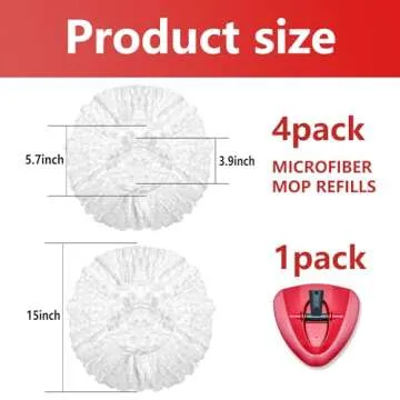 kayuart 4 Pack Mop Heads Replacement for O-Ceda Easy Wrin Spin Mop. Microfiber Spin Mop Refills, Easy Cleaning Mop Head Replacement Includes 1 Rotating Mop Base