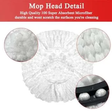 kayuart 4 Pack Mop Heads Replacement for O-Ceda Easy Wrin Spin Mop. Microfiber Spin Mop Refills, Easy Cleaning Mop Head Replacement Includes 1 Rotating Mop Base