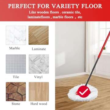 kayuart 4 Pack Mop Heads Replacement for O-Ceda Easy Wrin Spin Mop. Microfiber Spin Mop Refills, Easy Cleaning Mop Head Replacement Includes 1 Rotating Mop Base