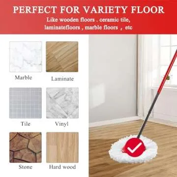 kayuart 4 Pack Mop Heads Replacement for O-Ceda Easy Wrin Spin Mop. Microfiber Spin Mop Refills, Easy Cleaning Mop Head Replacement Includes 1 Rotating Mop Base