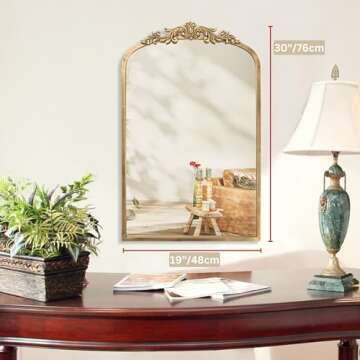 Elegant PERFNIQUE Vintage Baroque Mirror - 30" x 19"