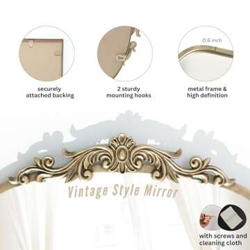 Elegant PERFNIQUE Vintage Baroque Mirror - 30" x 19"