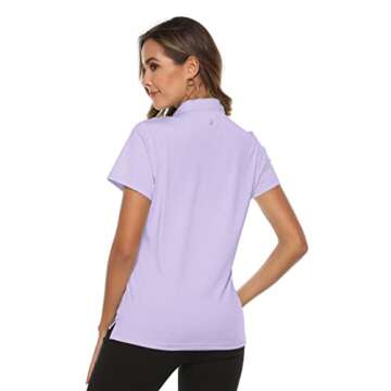 YSENTO Women Golf Shirts Clothes Dry Fit Short Sleeve Moisture Wicking Collared Polo Shirts Tops Apparel(Light Purple, US M)