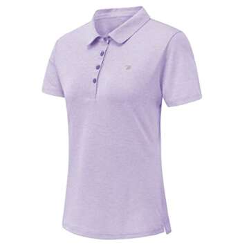 YSENTO Women Golf Shirts Clothes Dry Fit Short Sleeve Moisture Wicking Collared Polo Shirts Tops Apparel(Light Purple, US M)