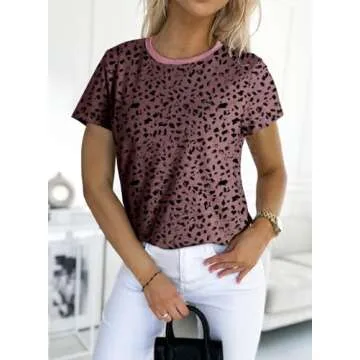 EVALESS Womens Casual Polka Dot Tops Crewneck Short Sleeve T Shirts Fashion 2024 Spring Summer Loose Fit Shirts Red Medium
