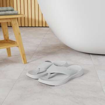 DREAM PAIRS Women's Arch Support Soft Cushion Flip Flops Thong Sandals,Size 8.5,Grey,Breeze-2