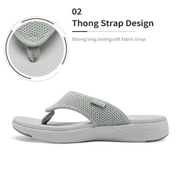 DREAM PAIRS Women's Arch Support Soft Cushion Flip Flops Thong Sandals,Size 8.5,Grey,Breeze-2