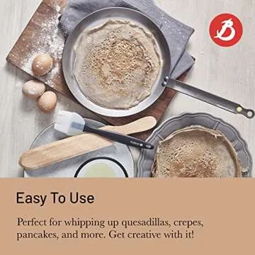 de Buyer MINERAL B Carbon Steel Crepe & Tortilla Pan - 12” - Ideal for Making & Reheating Crepes, Tortillas & Pancakes - Naturally Nonstick - Made in France