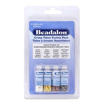 Beadalon Crimp Tubes VP Size 2 (600pc) - 4 Color Variety Set for Jewelry Making