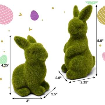 Gift Boutique Green Fuzzy Bunnies Set - Adorable Easter Decoration
