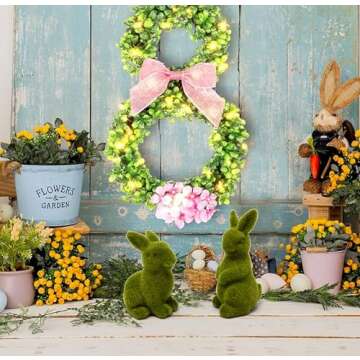 Gift Boutique Green Fuzzy Easter Bunnies Set of 2