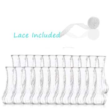 Set of 24 Glass Vase, Bud Vases in Bulk with Lace for Floral Arrangements, Events, Home Decor Weddin...