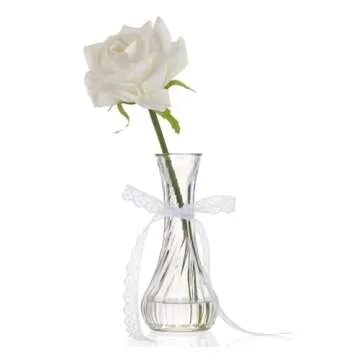 Set of 24 Glass Vase, Bud Vases in Bulk with Lace for Floral Arrangements, Events, Home Decor Weddings, Table Centerpiece (Clear, 24)