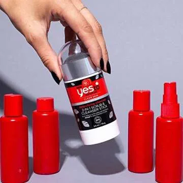 Yes To Tomatoes Clear Skin Detoxifying Charcoal 2 in 1 Face Scrub and Facial Cleanser Stick For Blemish Prone Skin, 95% Natural Ingredients, 2.5 Oz