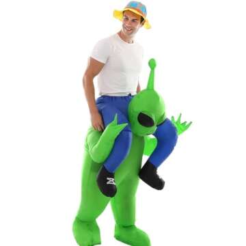 Double Couple Inflatable Alien Dinosaur Costume Halloween Blow up Costumes for Adult Kids