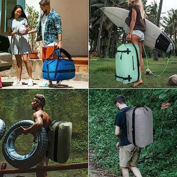 MIER Large Waterproof Duffel Bag Rolltop Dry Backpack Duffle Bags for Kayaking, Rafting, Boating, Swimming, Camping, Travel, Gym, Beach, 80L, Army Green