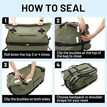 MIER Large Waterproof Duffel Bag Rolltop Dry Backpack Duffle Bags for Kayaking, Rafting, Boating, Swimming, Camping, Travel, Gym, Beach, 80L, Army Green