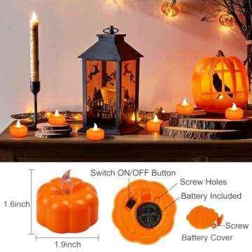 Pumpkin Tea Lights Fall Decorations, 12 Pack LED Orange Pumpkin Lights Flameless Candles Battery Ope...