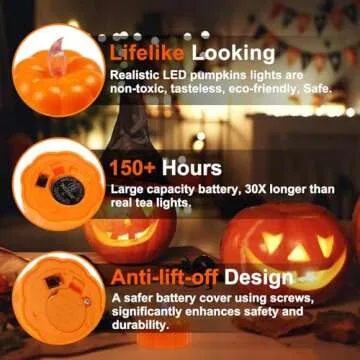 LED Pumpkin Tea Lights - Battery Operated 12 Pack