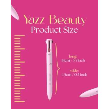 YazzBeauty 4-in-1 Touch-Up Makeup Pen (Berry) - Medium Brown Eyebrow Pencil, a Berry Lip Liner, a Black Eyeliner, and a White Shimmer Highlighter – Ideal for Travel