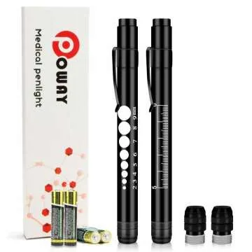 Opoway Nurse Pen Light with Gauge - 2 Pack Black