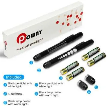 Opoway Nurse Pen Light with Gauge - 2 Pack Black