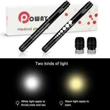 Opoway Nurse Pen Light with Gauge - 2 Pack Black