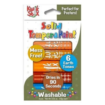 Kwik Stix Solid Tempera Paint Sticks, 6 Earth Tone Colors, Washable Paint Sticks for Kids, Super Qui...