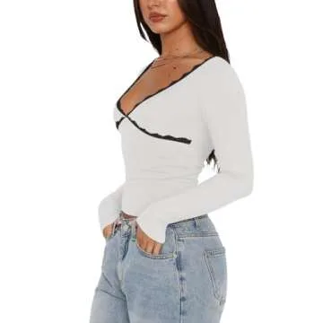 Stylish REORIA Lace Long Sleeve Shirt for Women