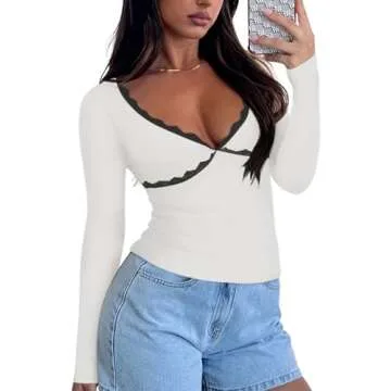 Stylish REORIA Lace Long Sleeve Shirt for Women