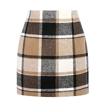 IDEALSANXUN Pencil Skirt for Women Knee Length Wool Tweed Tartan Flannel Winter Dresses for Women 20...