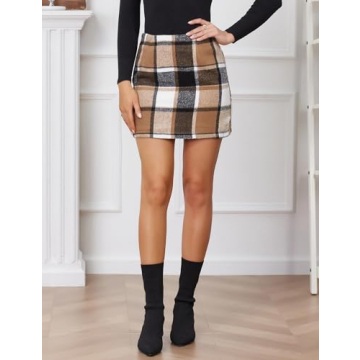 IDEALSANXUN Women's A-Line Plaid Mini Skirt for Winter Fashion
