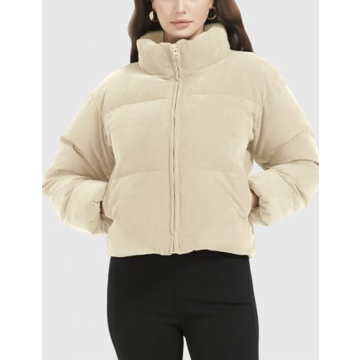 Flygo Women’s Cropped Corduroy Puffer Jacket | Chic Winter Wear
