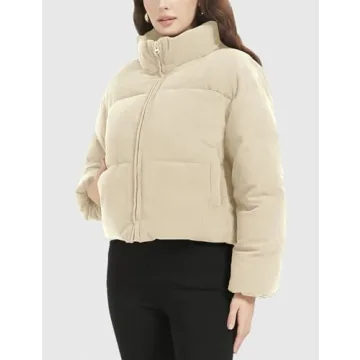 Flygo Women’s Cropped Corduroy Puffer Jacket | Chic Winter Wear