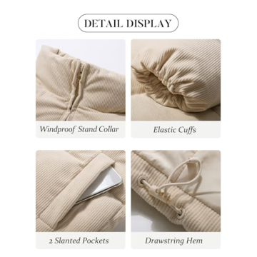 Flygo Women’s Cropped Corduroy Puffer Jacket | Chic Winter Wear