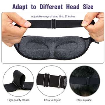 Sleep Mask for Side Sleeper, Block Out Light Completely, Eyelash Extensions Friendly 3D Contoured Sleeping Eye Mask, Soft Breathable Night Blindfold with Adjustable Strap, Lightweight Eye Cover Black