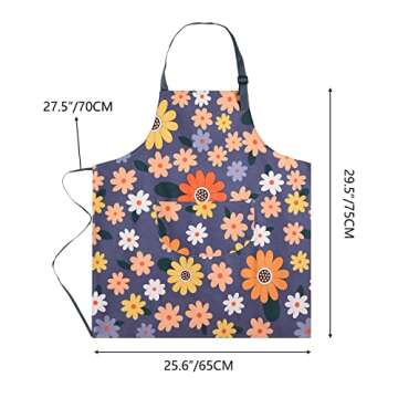ARBINSON 2 Pack Floral Apron for Women with Pockets, Adjustable Cotton Chef Aprons for Kitchen, Cook...