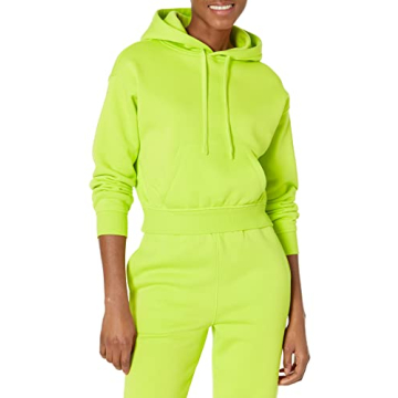 Amazon Essentials Women's Crop Pullover Hoodie Sweatshirt - Lime Green, Plus Size