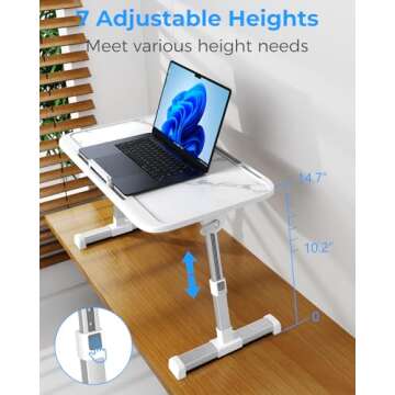 HETTHI Laptop Bed Tray Table, Adjustable Sturdy Laptop Stand for Bed with Premium Materials, Folding...