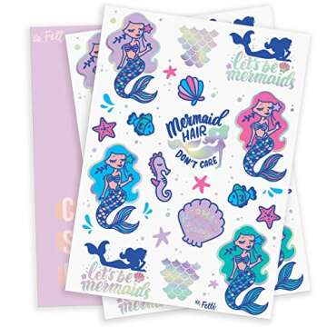 xo, Fetti Mermaid Party Supplies Temporary Tattoos for Kids - 24 Glitter Styles | Mermaid Birthday P...