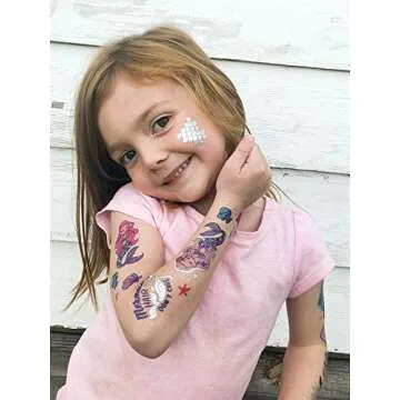 xo, Fetti Mermaid Party Supplies Temporary Tattoos for Kids - 24 Glitter Styles | Mermaid Birthday Party Favors, Mermaid Tail Decorations + Halloween Costume