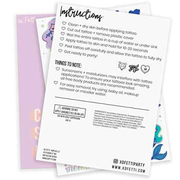 xo, Fetti Mermaid Party Supplies Temporary Tattoos for Kids - 24 Glitter Styles | Mermaid Birthday Party Favors, Mermaid Tail Decorations + Halloween Costume