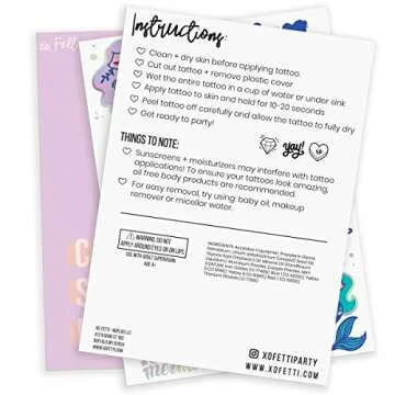 xo, Fetti Mermaid Party Supplies Temporary Tattoos for Kids - 24 Glitter Styles | Mermaid Birthday Party Favors, Mermaid Tail Decorations + Halloween Costume