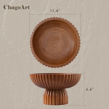ChagoArt Wooden Fruit Bowl - Decorative Organic Modern Bowl