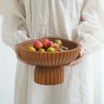 ChagoArt Wooden Fruit Bowl - Decorative Organic Modern Bowl