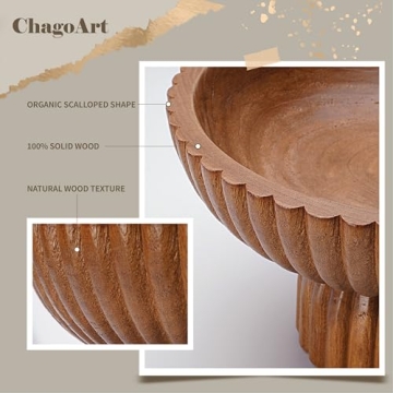 ChagoArt Wooden Fruit Bowl - Decorative Organic Modern Bowl