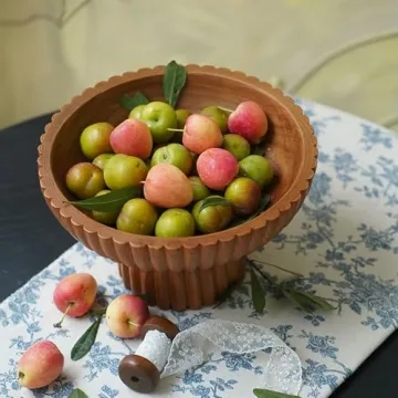ChagoArt Wooden Fruit Bowl - Decorative Organic Modern Bowl